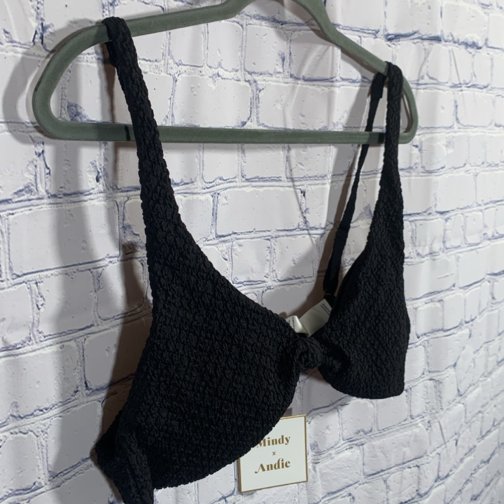 Andie Swim Womens Amor Bikini Top Textured Black Beach Vacation Cruise Sz XL NWT - Picture 2 of 9